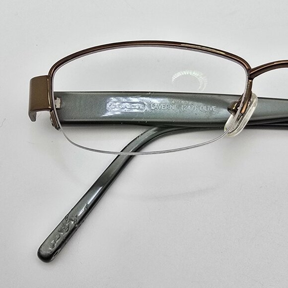 Coach Laverne 247 Bronze Olive Semi-Rimless Cat Eye Eyeglasses 48-18-135 - Picture 16 of 16
